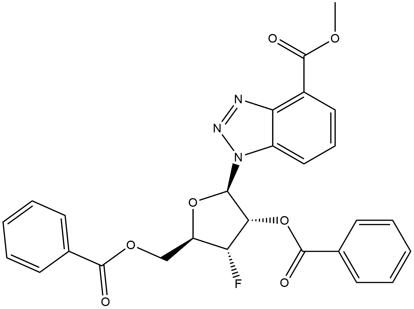 methyl 1-((2R,3S,4R,5R)-3-(benzoyloxy)-5-((benzoyloxy)methyl)-4-fluorotetrahydrofuran-2-yl)-1H-benzo[d][1,2,3]triazole-4-carboxylate,2269474-62-4,结构式