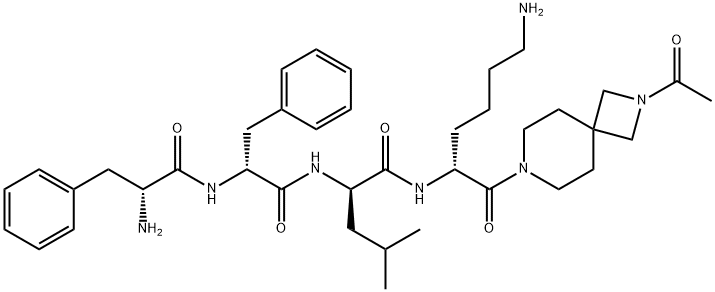 Ethanone, 1-[7-(D-phenylalanyl-D-phenylalanyl-D-leucyl-D-lysyl)-2,7-diazaspiro[3.5]non-2-yl]- Struktur