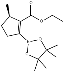 (R)-5-甲基-2-(4,4,5,5-四甲基-1,3,2-二氧硼杂环戊烷-2-基)环戊-1-烯-1-羧酸乙酯 结构式