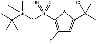 2-Thiophenesulfonimidamide, N-[(1,1-dimethylethyl)dimethylsilyl]-3-fluoro-5-(1-hydroxy-1-methylethyl)- Struktur