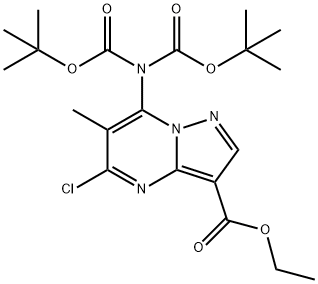 Pyrazolo[1,5-a]pyrimidine-3-carboxylic acid, 7-[bis[(1,1-dimethylethoxy)carbonyl]amino]-5-chloro-6-methyl-, ethyl ester Struktur
