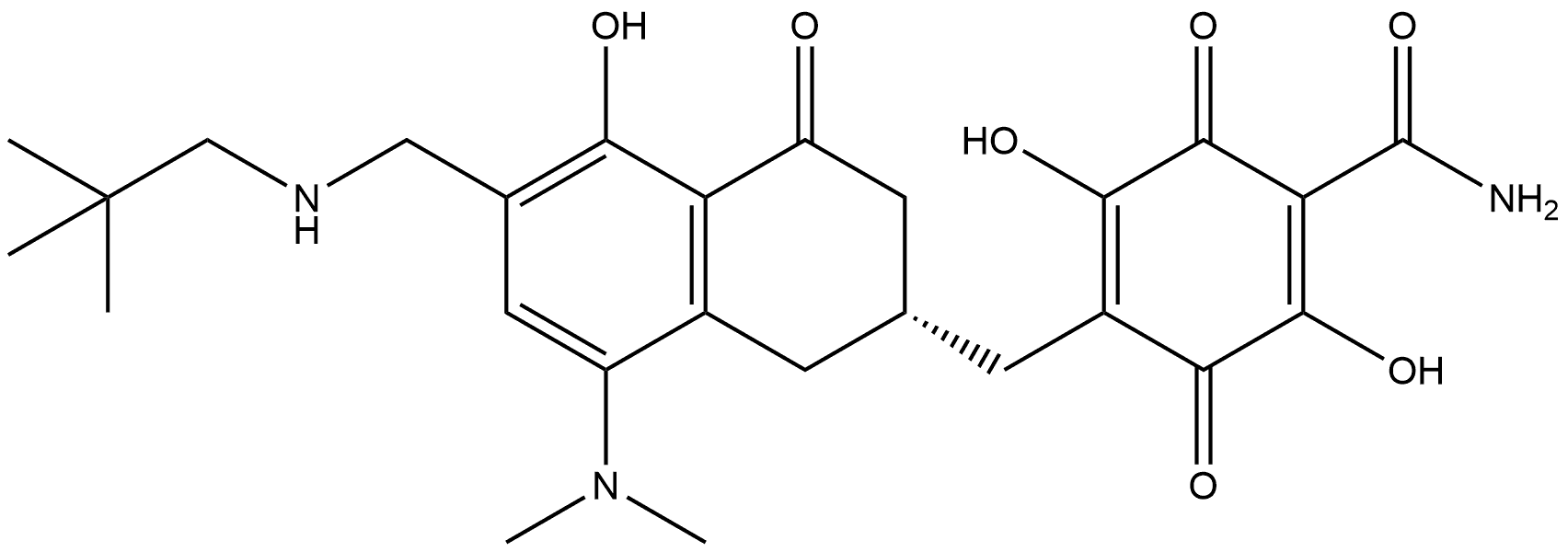 4-[[(2S)-8-(Dimethylamino)-6-[[(2,2-dimethylpropyl)amino]methyl]-1,2,3,4-tetrahydro-5-hydroxy-4-oxo-2-naphthalenyl]methyl]-2,5-dihydroxy-3,6-dioxo-1,4-cyclohexadiene-1-carboxamide Structure
