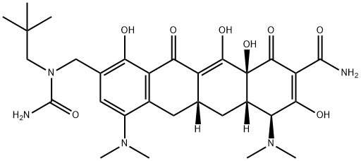 2-Naphthacenecarboxamide, 9-[[(aminocarbonyl)(2,2-dimethylpropyl)amino]methyl]-4,7-bis(dimethylamino)-1,4,4a,5,5a,6,11,12a-octahydro-3,10,12,12a-tetrahydroxy-1,11-dioxo-, (4S,4aS,5aR,12aS)- Structure