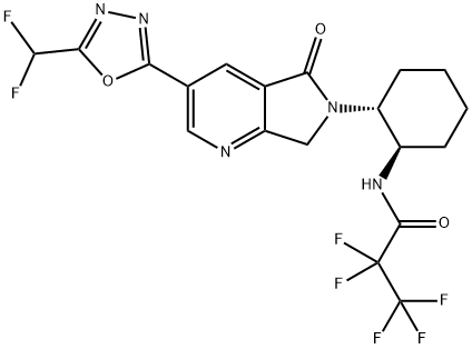 Propanamide, N-[(1R,2R)-2-[3-[5-(difluoromethyl)-1,3,4-oxadiazol-2-yl]-5,7-dihydro-5-oxo-6H-pyrrolo[3,4-b]pyridin-6-yl]cyclohexyl]-2,2,3,3,3-pentafluoro-,2276680-91-0,结构式