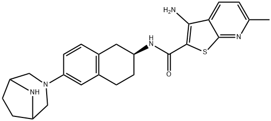 Thieno[2,3-b]pyridine-2-carboxamide, 3-amino-N-[(2S)-6-(3,8-diazabicyclo[3.2.1]oct-3-yl)-1,2,3,4-tetrahydro-2-naphthalenyl]-6-methyl- Structure