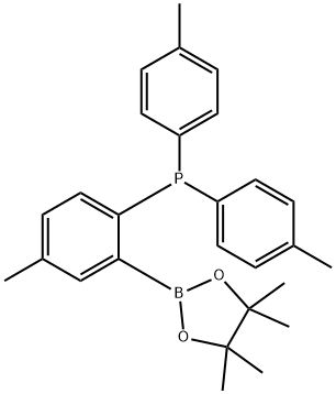 (4-methyl-2-(4,4,5,5-tetramethyl-1,3,2-dioxaborolan-2-yl)phenyl)di-p-tolylphosphane 结构式