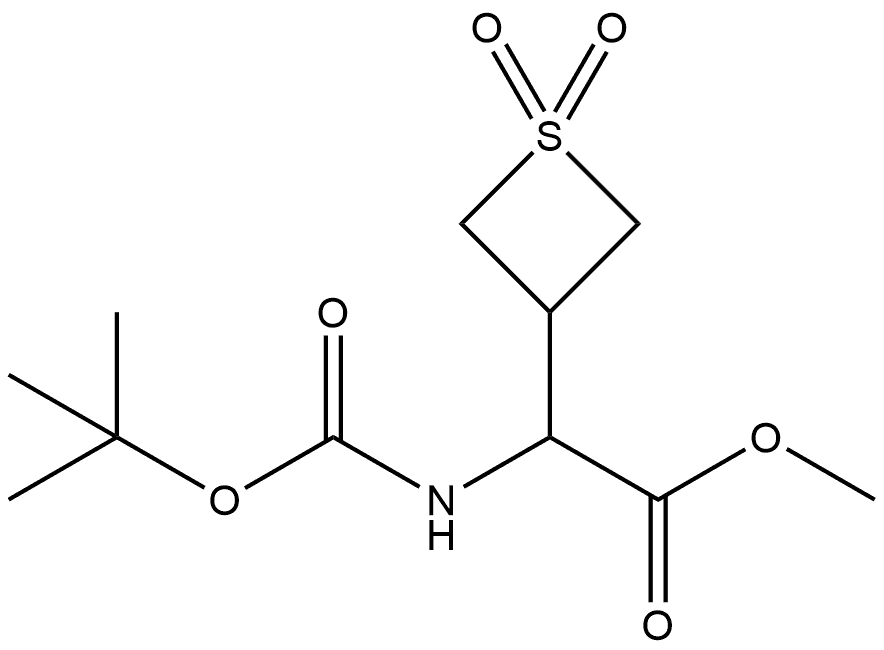 methyl 2-(tert-butoxycarbonylamino)-2-(1,1-dioxothietan-3-yl)acetate, 2279126-47-3, 结构式