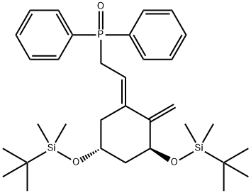 Phosphine oxide, [(2E)-2-[(3S,5R)-3,5-bis[[(1,1-dimethylethyl)dimethylsilyl]oxy]-2-methylenecyclohexylidene]ethyl]diphenyl- Struktur
