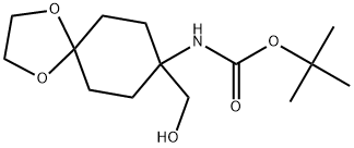 1,1-Dimethylethyl N-[8-(hydroxymethyl)-1,4-dioxaspiro[4.5]dec-8-yl]carbamate Struktur