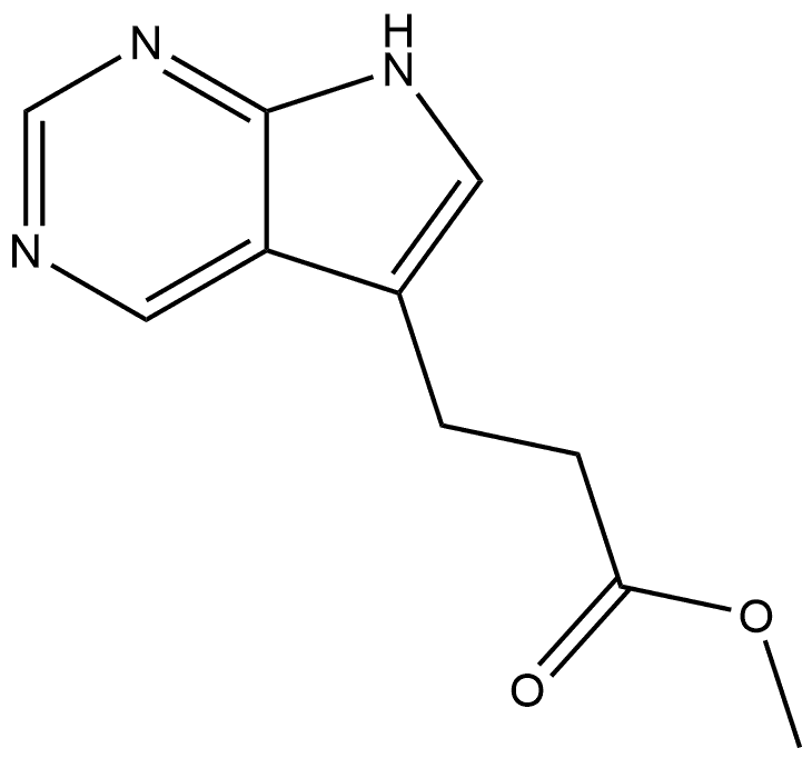 methyl 3-(7H-pyrrolo[2,3-d]pyrimidin-5-yl)propanoate 化学構造式