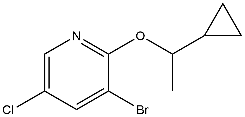 3-Bromo-5-chloro-2-(1-cyclopropylethoxy)pyridine 结构式