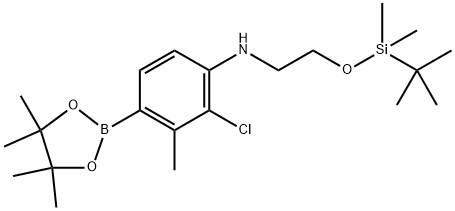 Benzenamine, 2-chloro-N-[2-[[(1,1-dimethylethyl)dimethylsilyl]oxy]ethyl]-3-methyl-4-(4,4,5,5-tetramethyl-1,3,2-dioxaborolan-2-yl)- Struktur