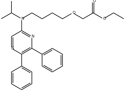 Acetic acid, 2-[4-[(5,6-diphenyl-2-pyrazinyl)(1-methylethyl)amino]butoxy]-, ethyl ester Struktur