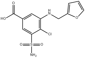 Benzoic acid, 3-(aminosulfonyl)-4-chloro-5-[(2-furanylmethyl)amino]- Struktur