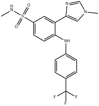 N-甲基-3-(1-甲基-1H-咪唑-4-基)-4-((4-(三氟甲基)苯基)氨基)苯磺酰胺, 2290608-13-6, 结构式