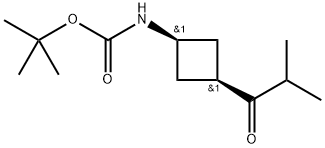 Carbamic acid, N-[cis-3-(2-methyl-1-oxopropyl)cyclobutyl]-, 1,1-dimethylethyl ester Structure