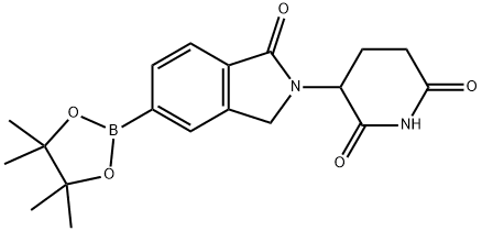 3-[1-oxo-5-(4,4,5,5-tetramethyl-1,3,2-dioxaborolan-
2-yl)-2,3-dihydro-1H-isoindol-2-yl]piperidine-2,6-di
one Struktur