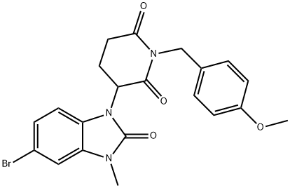 2,6-Piperidinedione, 3-(5-bromo-2,3-dihydro-3-methyl-2-oxo-1H-benzimidazol-1-yl)-1-[(4-methoxyphenyl)methyl]- 化学構造式