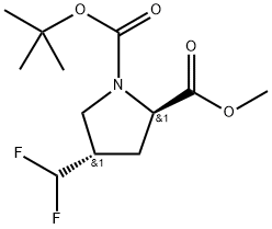 1,2-Pyrrolidinedicarboxylic acid, 4-(difluoromethyl)-, 1-(1,1-dimethylethyl) 2-methyl ester, (2R,4S)- Struktur