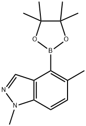 1H-Indazole, 1,5-dimethyl-4-(4,4,5,5-tetramethyl-1,3,2-dioxaborolan-2-yl)- Struktur