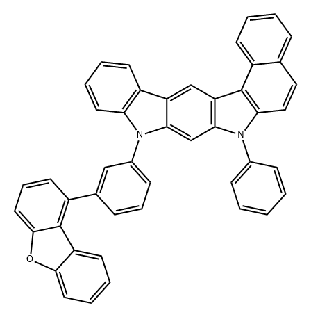 Benz[g]indolo[2,3-b]carbazole, 9-[3-(1-dibenzofuranyl)phenyl]-7,9-dihydro-7-phenyl- Structure