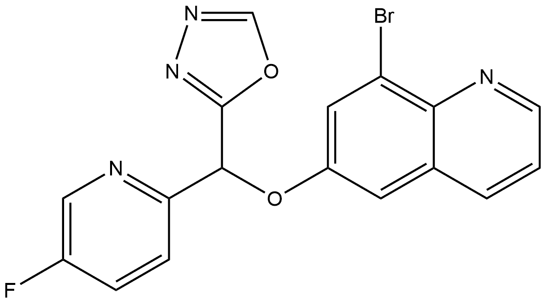 8-bromo-6-[(5-fluoropyridin-2-yl)(1,3,4-oxadiazol-2
-yl)methoxy]quinoline 化学構造式