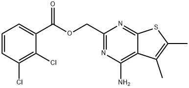 (4-Amino-5,6-dimethylthieno[2,3-d]pyrimidin-2-yl)methyl 2,3-dichlorobenzoate Struktur