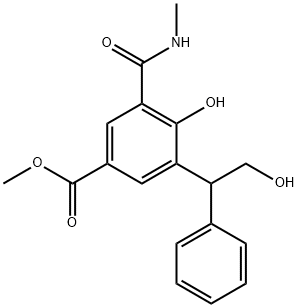 Benzoic acid, 4-hydroxy-3-(2-hydroxy-1-phenylethyl)-5-[(methylamino)carbonyl]-, methyl ester Struktur