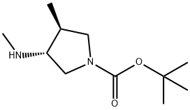 1-Pyrrolidinecarboxylic acid, 3-methyl-4-(methylamino)-, 1,1-dimethylethyl ester, (3S,4R)- Structure