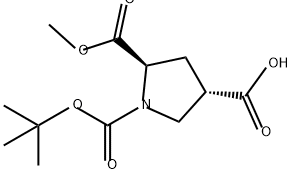 1,2,4-Pyrrolidinetricarboxylic acid, 1-(1,1-dimethylethyl) 2-methyl ester, (2R,4S)- Structure