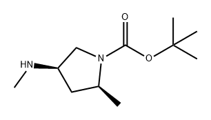 1-Pyrrolidinecarboxylic acid, 2-methyl-4-(methylamino)-, 1,1-dimethylethyl ester, (2S,4R)- Struktur