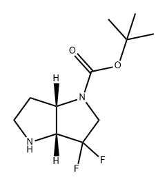 Pyrrolo[3,2-b]pyrrole-1(2H)-carboxylic acid, 3,3-difluorohexahydro-, 1,1-dimethylethyl ester, (3aR,6aS)- Struktur