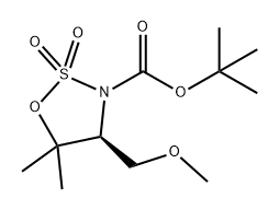 1,2,3-Oxathiazolidine-3-carboxylic acid, 4-(methoxymethyl)-5,5-dimethyl-, 1,1-dimethylethyl ester, 2,2-dioxide, (4S)- Struktur