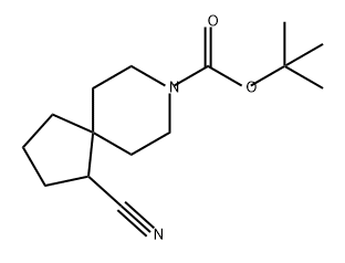 8-Azaspiro[4.5]decane-8-carboxylic acid, 1-cyano-, 1,1-dimethylethyl ester 化学構造式