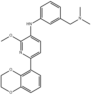 6-(2,3-二氢-1,4-苯并二噁英-5-基)-N-[3-[((二甲氨基)甲基]苯基]-2-甲氧基-吡啶-3-胺,2306268-61-9,结构式