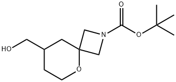 5-Oxa-2-azaspiro[3.5]nonane-2-carboxylic acid, 8-(hydroxymethyl)-, 1,1-dimethylethyl ester 结构式