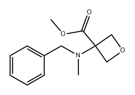 3-Oxetanecarboxylic acid, 3-[methyl(phenylmethyl)amino]-, methyl ester Struktur