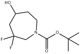 1H-Azepine-1-carboxylic acid, 3,3-difluorohexahydro-5-hydroxy-, 1,1-dimethylethyl ester Struktur