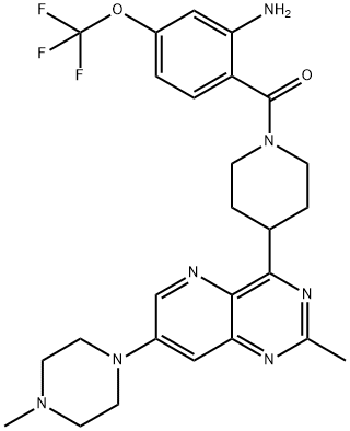 Methanone, [2-amino-4-(trifluoromethoxy)phenyl][4-[2-methyl-7-(4-methyl-1-piperazinyl)pyrido[3,2-d]pyrimidin-4-yl]-1-piperidinyl]-|化合物 BAY-693