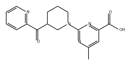 4-Pyrimidinecarboxylic acid, 6-methyl-2-[3-(2-pyridinylcarbonyl)-1-piperidinyl]- Struktur