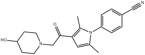 Benzonitrile, 4-[3-[2-(4-hydroxy-1-piperidinyl)acetyl]-2,5-dimethyl-1H-pyrrol-1-yl]-, 2307472-03-1, 结构式
