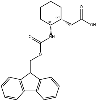 Cyclohexaneacetic acid, 2-[[(9H-fluoren-9-ylmethoxy)carbonyl]amino]-, (1R,2R)-rel- 化学構造式