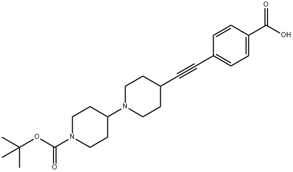 [1,4'-Bipiperidine]-1'-carboxylic acid, 4-[2-(4-carboxyphenyl)ethynyl]-, 1'-(1,1-dimethylethyl) ester Structure