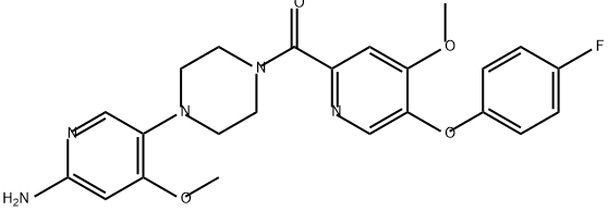 5-{4-[5-(4-fluorophenoxy)-4-methoxypyridine-2-car
bonyl]piperazin-1-yl}-4-methoxypyridin-2-amine Structure