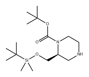 1-Piperazinecarboxylic acid, 2-[[[(1,1-dimethylethyl)dimethylsilyl]oxy]methyl]-, 1,1-dimethylethyl ester, (2S)- Structure