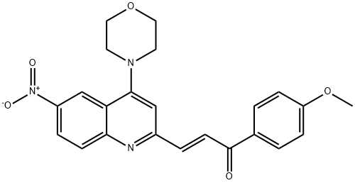 2-Propen-1-one, 1-(4-methoxyphenyl)-3-[4-(4-morpholinyl)-6-nitro-2-quinolinyl]-, (2E)-|HNRNPK-IN-1