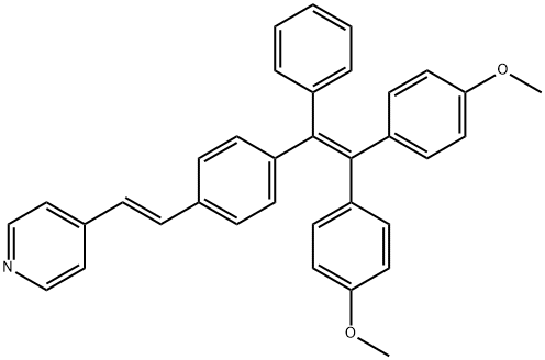 Pyridine, 4-[(1E)-2-[4-[2,2-bis(4-methoxyphenyl)-1-phenylethenyl]phenyl]ethenyl]- Structure