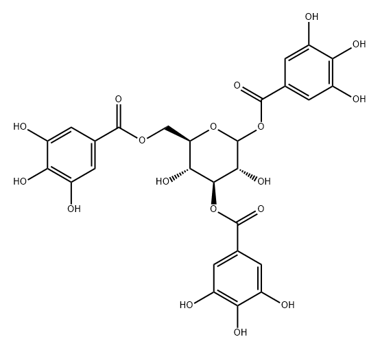 3,4,5-Trihydroxybenzoic acid 3-O,6-O-bis(3,4,5-trihydroxybenzoyl)-β-D-glucopyranosyl ester,23140-70-7,结构式