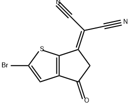Propanedinitrile, 2-(2-bromo-4,5-dihydro-4-oxo-6H-cyclopenta[b]thien-6-ylidene)- Structure