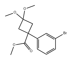 Cyclobutanecarboxylic acid, 1-(3-bromophenyl)-3,3-dimethoxy-, methyl ester 化学構造式